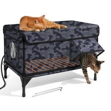 Heated Outdoor Cat House Insulated Weatherproof for Winter Shelter