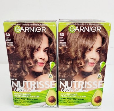 Garnier Nutrisse Nourishing Hair Color 60 Light Natural Brown 2 Pack