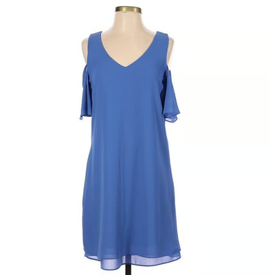 BCX Womens Cold Shoulder Short Sleeves Chiffon Dress Periwinkle Size XS