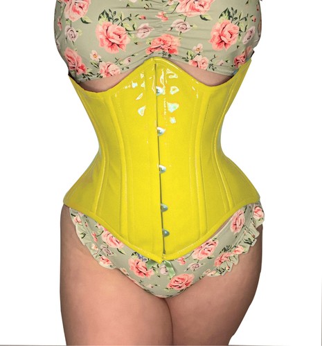 Costume sottobusto clessidra disossato acciaio resistente modellatore corpo corsetto PVC - Foto 10 di 11