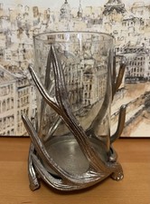 Cast Metal Antler Candle Holder Centerpiece Rustic Lodge Farmhouse 9”Tall. EUC