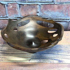 Vtg Artisan Hardwood Wood Carved Fruit Bowl MCM Organic Freeflow Naturalism
