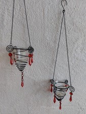 2 Stück  Hängeleuchter  für Teelichter mit Glaseinsatz 