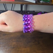 Hand Made Pony Bead Bracelet Size Small Purple Beads 