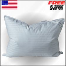 Goose Down Feather Soft 1 Pillow 100 Cotton Supportive Bed Stripe White 20x26"
