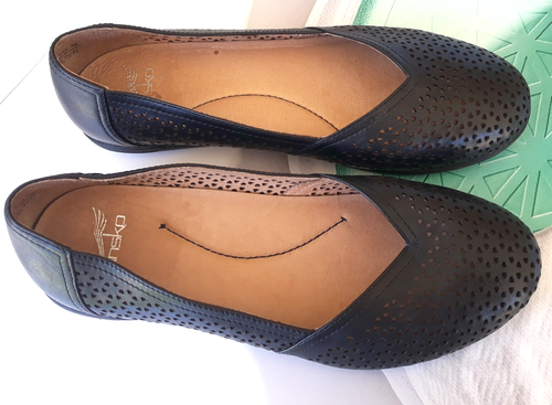 Dansko Neely Perforated Black Leather Flats Slip On Casual Shoes Wo's 38 ~ NICE - Picture 14 of 21