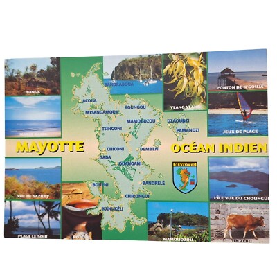 Postcard Mayotte Ylang-ylang Plant Bridge Of N'goja Zebu Cow Multiview Chrome