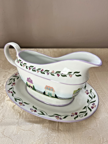 Rare Lenox Spice Village Gravy Boat & Stand 2004 Porcelain ~ Excellent Condition - Picture 6 of 13