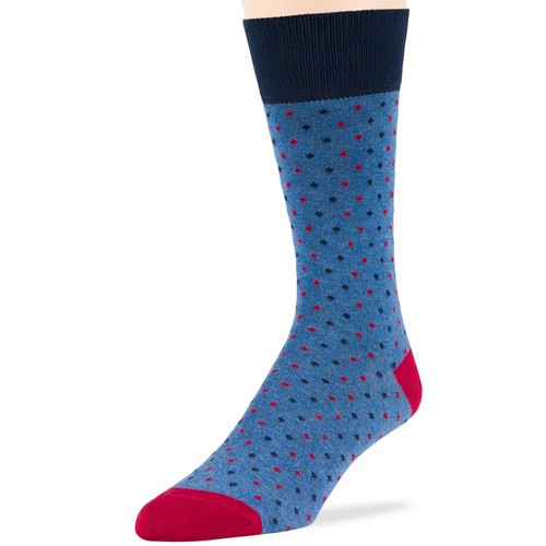 Men Cotton Casual Socks 6 Pack Novelty Sail Anchor Dot Striped Large Blue Grey - Picture 6 of 17