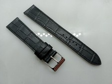 New Geckota 19mm Alligator Genuine Leather Black Watch Strap Quick Release XM76