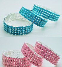Blue  Pink 4 Row Crystal Rhinestone Stretch fashion Bracelet Wedding Bridal
