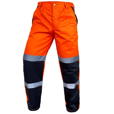 Mens Hi Vis Visibility Reflective Safety Bottoms Work Wear Trouser Jogger Pants