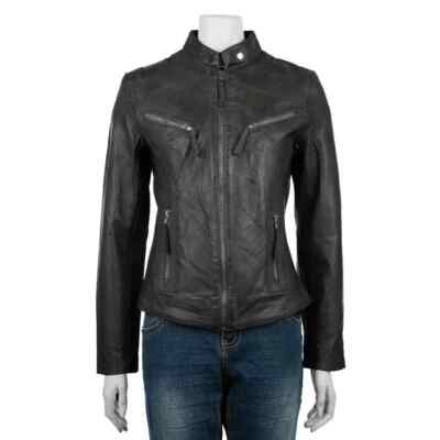 Woodland Leathers Classic Biker Leather Jacket Slim Fit Black 36in Chest  RRP£200 UK
