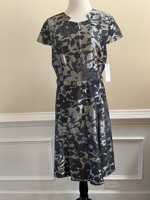 Rickie Freeman Teri Jon Womens Gray Floral Jacquard Fit Flare Midi Dress Size 14 | eBay Rickie Freeman Teri Jon Womens Gray Floral Jacquard Fit Flare Midi Dress Size 14 | eBay