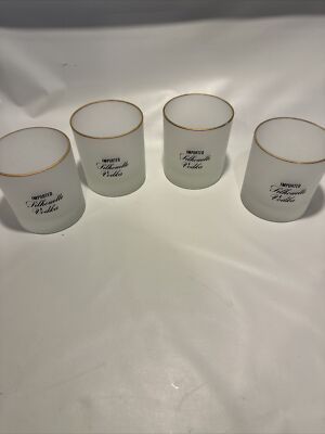 Set Of 4 Vintage Imported Silhowette Vodka Frosted Glass  Tumbler