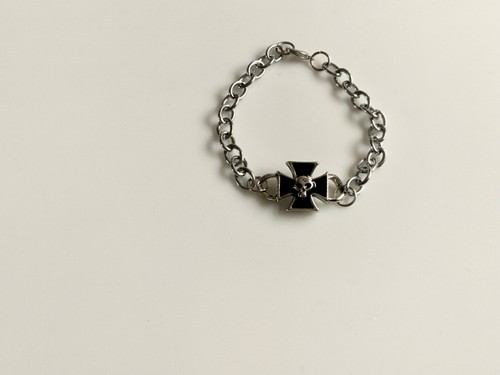 Black Iron Cross Skull Link Men's Women's Bracelet Jewelry Biker - Picture 3 of 3