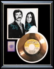 SONNY & CHER I GOT YOU BABE 45 RPM GOLD RECORD W-PRINTED SIGNED AUTOGRAPHED RARE