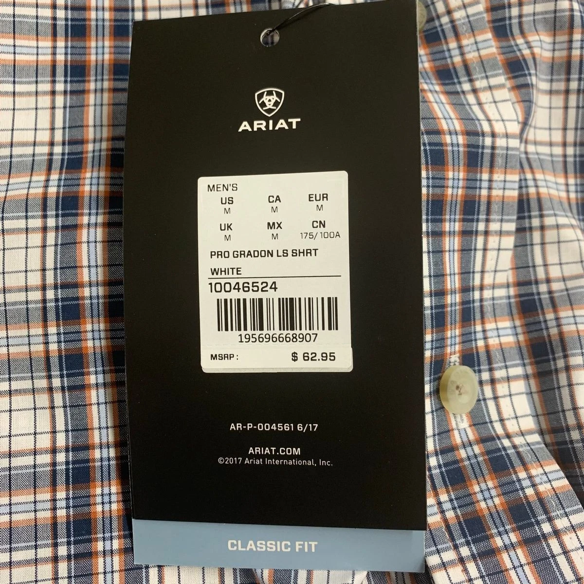 Ariat Mens Pro Series Gradon Classic Fit Shirt White Medium
