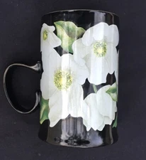 DUNOON Black White Mug Cup Flower Christmas Rose Scotland