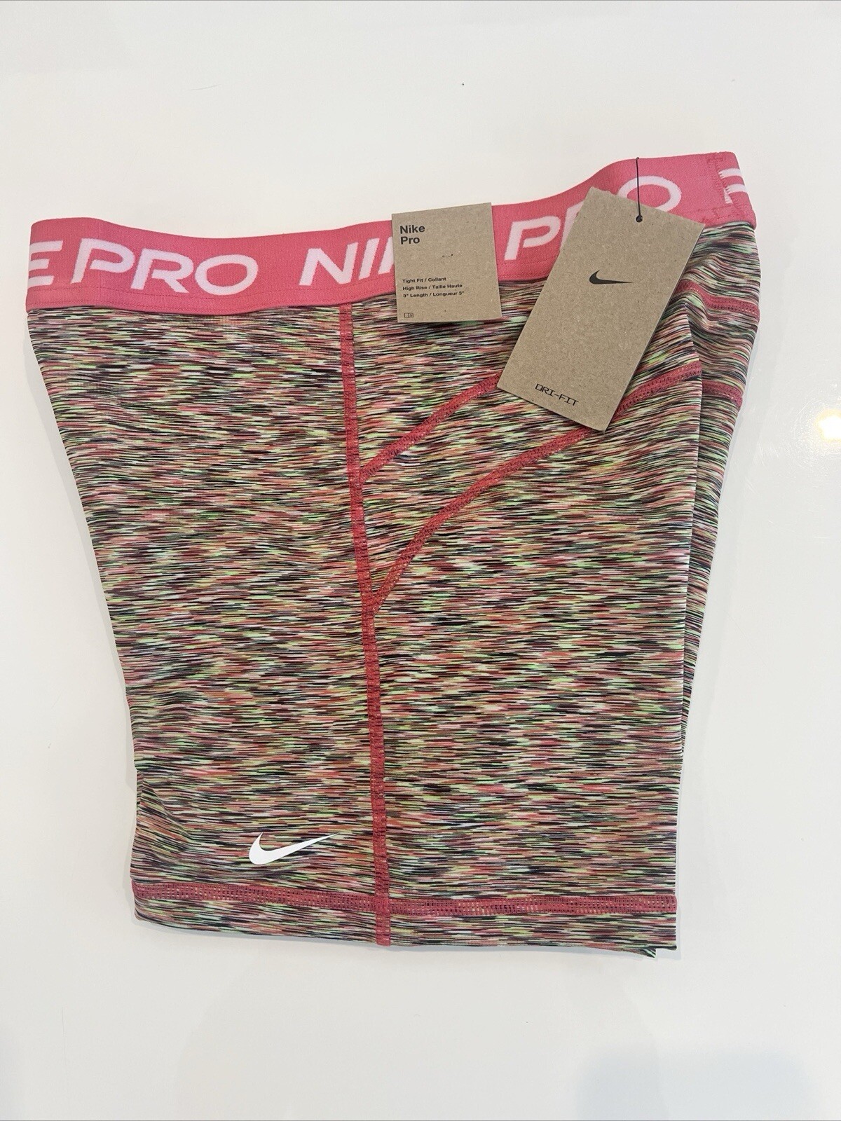 $38 NWT Nike Women's Size L Pro 3'' Athletic Training Shorts Multi HJ6348-629 thumbnail 3