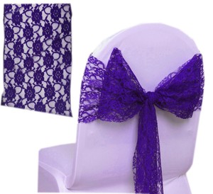 Details About 100 Cadbury Purple Lace Chair Sash Bow Sashes Wedding Banquet Event Venue Decor