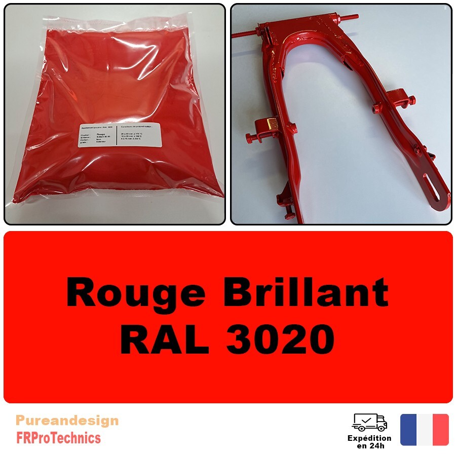 Peinture poudre de thermolaquage RAL 3020 rouge brillant en pot de 1 kg pour finition de métal