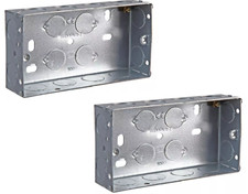 45mm 2 Gang Metal Pattress Back Box - Electrical Enclosure For Socket & Switches