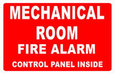Mechanical Room Fire Alarm Control Panel Inside Sign. Size Options