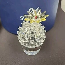 Swarovski Crystal SCS Figurine In Box Crystal Flowering Cactus