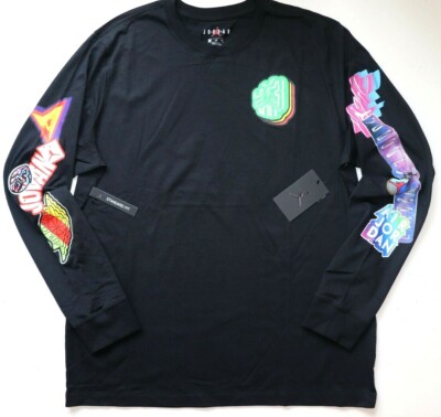 NIKE AIR JORDAN MJ PHOTO STICKER LONG SLEEVE CREW TOP BLACK CD5513-010 MEN S