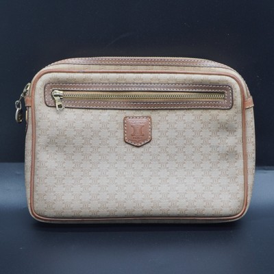 Auth Celine Clutch Bag Macadam Vintage