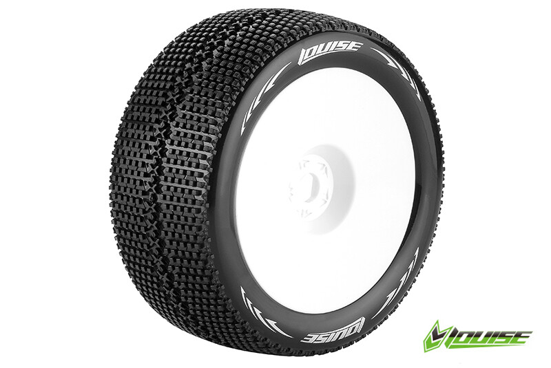 Team Louise L-T3112SWH T-Turbo 1-8 Truggy Tires Ready Glued Soft Wheels White