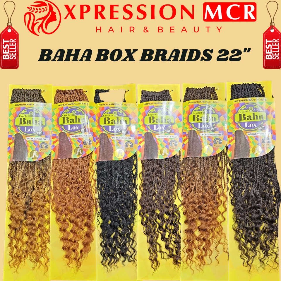 JAZZY HAIR Jazzy Baha Box Lox Haar gehäkelte Zöpfe 22" Zoll UK Verkäufer