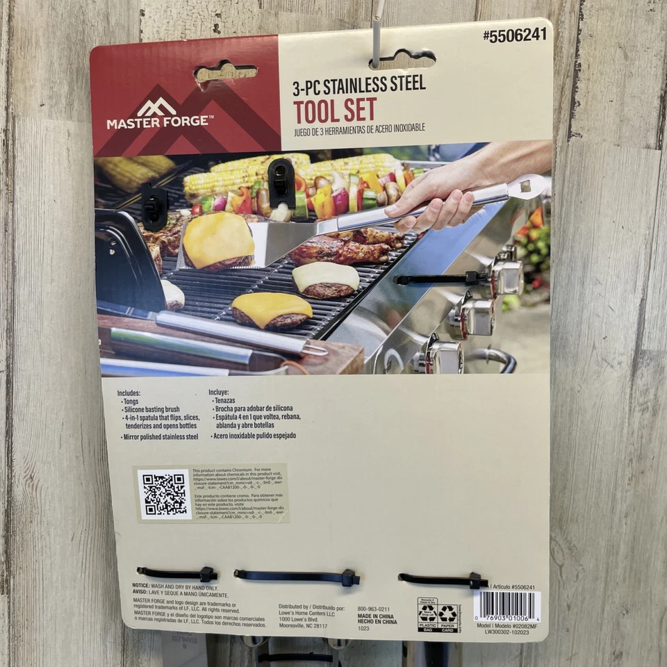 Master Forge 3 Pc Prestige Stainless Steel Tool Set For BBQ Grill Cooking Nice! - Image 4 of 4