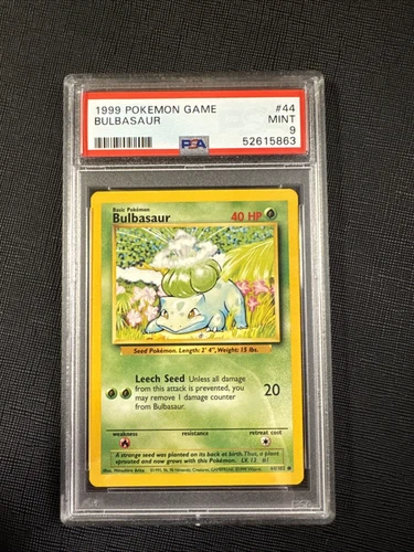 1999 Pokémon Base Set Unlimited Bulbasaur 44/102 PSA 9 MINT