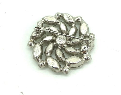 VINTAGE SIGNED B DAVID PEARL SILVER TONE RHINESTONE PIN BROOCH - 第 3/3 張圖片