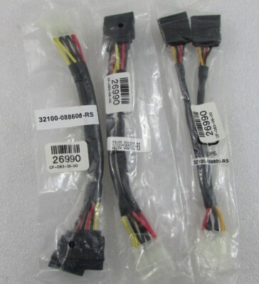 Lot Of 3 6'' Molex 4-Pin to 2x SATA 15-Pin Power Adapter Cable 32100-088600-RS