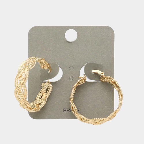 Brass Metal Braided Hoop Pin Catch Earrings eBay