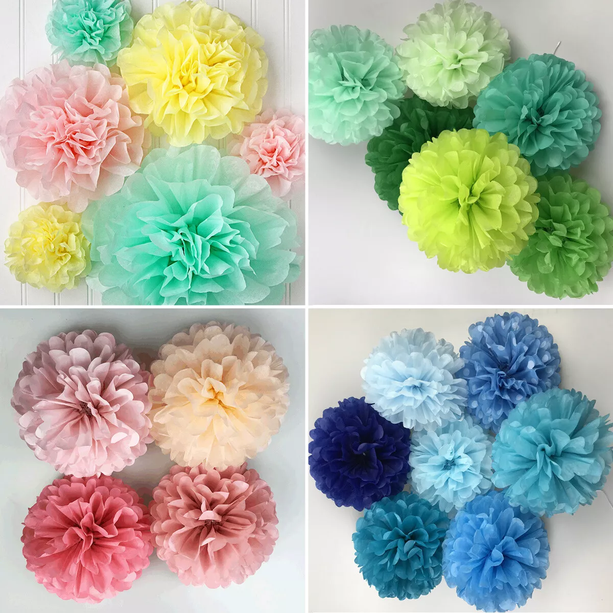 EZ-Fluff 16 Peach / Orange Coral Tissue Paper Pom Poms Flowers