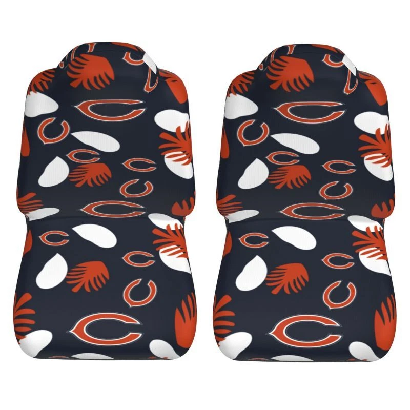 2pcs Chicago Bears Elastic Car Seat Covers Car Front Rear Protectors Decor