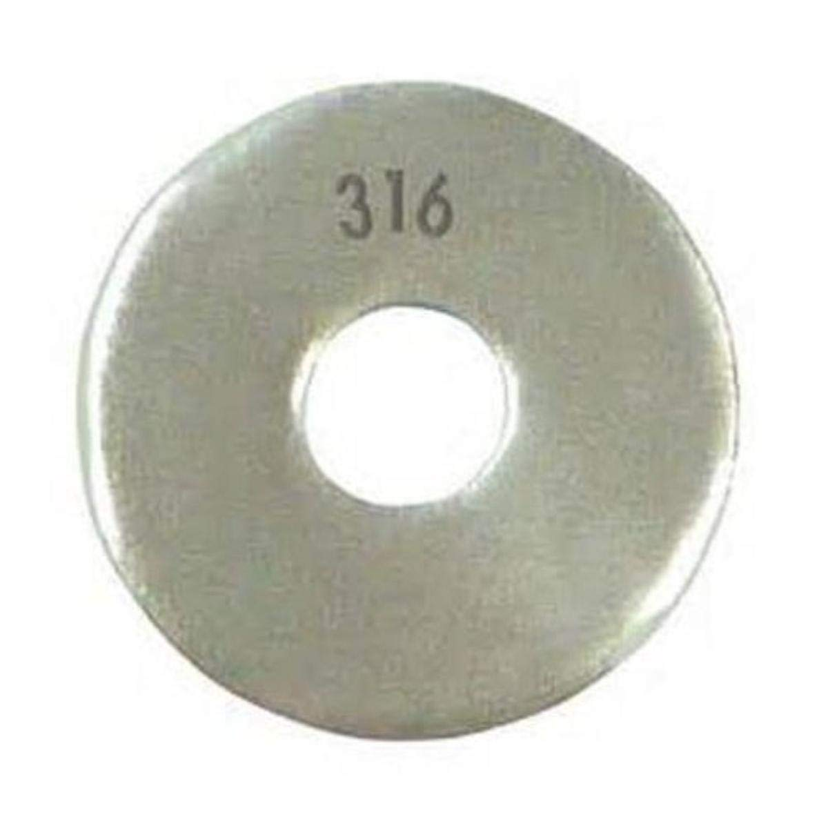 316 Stainless Steel Flat Washer, Plain Finish, 1/2