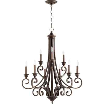 Quorum Lighting 6054-9-86 Bryant 9 Light 2-Tier Chandelier Bronze/Dark Finish