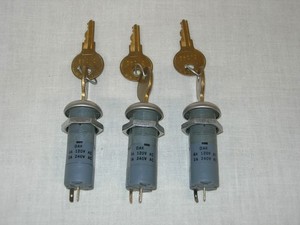 3X NOS Oak SPST Key Switch, UL, 4A @ 120VAC & 2A @ 240VAC