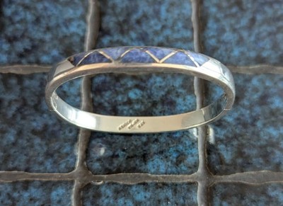 Taxco Sterlingsilber und Sodalith Inlay Scharnier Armreif Armband