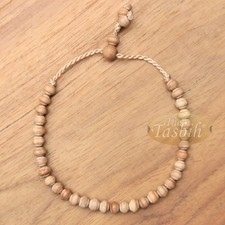 Small Handmade Adjustable Contoured-Bead Sandalwood Prayer Bead Tasbih Bracelet