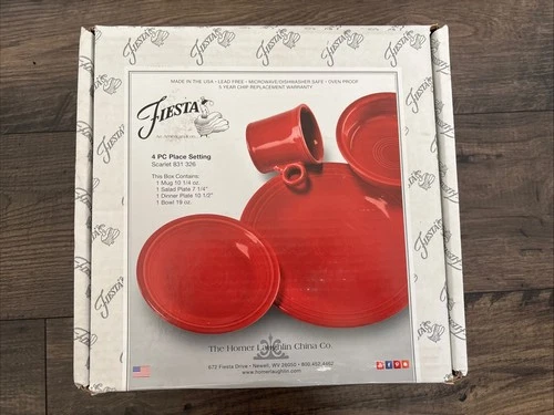 NEW Fiesta Scarlet Red 4 Piece Place Setting HLC Fiestaware 831 326 USA NIB
