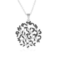 Cavill Halskette Schwarzer Spinell 0,51Ct 925 Silber Rhodiniert Elegant