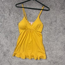 Baby Doll Cami M Gold Babydoll Ruffle Adjustable Straps Coquette Indie Sleaze