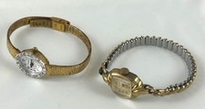 Due orologi da polso donna vintage Elgin 10k e quarzo Gruen con lunetta diamantata