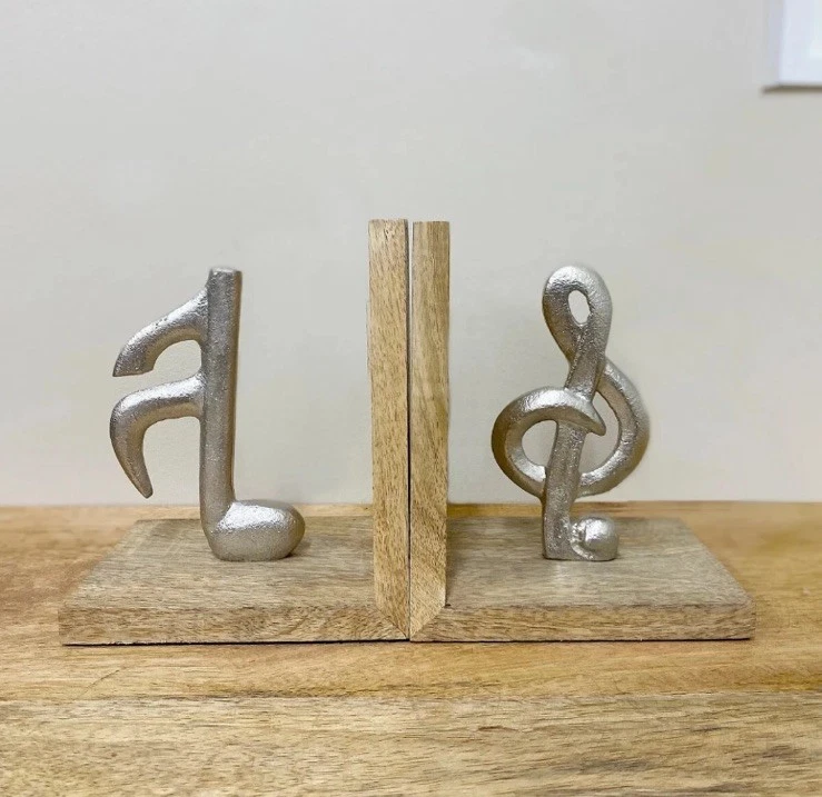 Wooden Musical Bookends Treble Clef Semiquaver Felt Base - Image 3 of 4